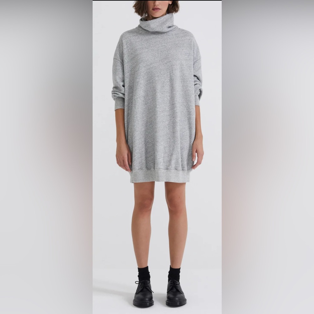 Adriano Goldschmied Dahlia Gray Funnel Neck Sweatshirt‎ Dress Sz M Indie Sleaze